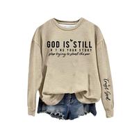 Crewneck Ssweatshirts Women God Is Writing Your Story Stop Trying To Steal The Pen Printed Sweatshirt Womens Long Sleeve Pullover Shirts Casual Sweatshirt for Women (Khaki, M)