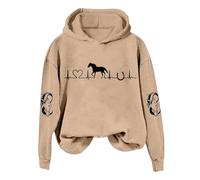 crewneck sweatshirt Fall Fashion 2024 Horse Heart Print Crewneck Shirts Causal Plus Size Horse Lover Outfits cute oversized hoodies (Khaki, M)