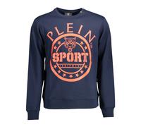 Blue Long Sleeve Crewneck Sweatshirt with Print - male - Plein Sport - Long Sleeve Training Tops - Blue - 2XL - Sport 2XL