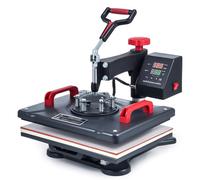 CREWORKS 12"x15" Heat Press Machine, 360 Degree Swing Away Shirt Printing Machine with Digital Control, 30x38cm Multipurpose Shirt Press Machine with Dual Heating Tubes for Pillow Case Mouse Pad Bag
