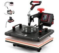 CREWORKS 12"x15" Heat Press Machine, 5 in 1 360 Degree Swing Away Shirt Printing Machine with Digital Control, 30x38cm Multipurpose Shirt Press Machine with Dual Heating Tubes for Mug Hat Plate Cap