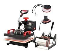 CREWORKS 12"x9" Heat Press Machine, 5 in 1 360 Degree Swing Away Shirt Printing Machine with Digital Control, 30x23cm Multipurpose T Shirt Press Machine with Dual Heating Tubes for Mug Hat Plate Cap