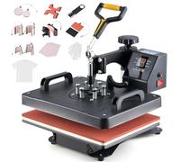 CREWORKS 30x38cm 11-in-1 Heat Press Machine, Swing Away T-Shirt Heat Press with Digital Control Panel, 12"x15" Multipurpose Heat Transfer Machine for T Shirt Mug Hat Plate Cap Shoe Pen Baseball