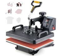 CREWORKS 30x38cm 5-in-1 Heat Press Machine Professional Swing Away Heat Press for T Shirt Cup Hat Mask Cap Plate Mouse Pad Tote Bag Pillow Case Coaster Ceramic Tile for Home Charity or Business