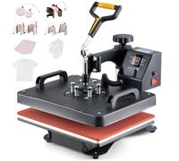 CREWORKS 30x38cm 8-in-1 Heat Press Machine Professional Swing Away T-Shirt Heat Press for Clothes Cup Hat Mask Cap Plate Mouse Pad Tote Bag Pillow Case Coaster Puzzle and Home Charity or Business
