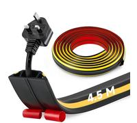 CREWORKS 4.5 m Floor Cord Cover, 3 Channel Cable Cover with Self-Adhesive Baking, Extension Cord Cable Protector, Flexible PVC Duct Wire Cable Management for Homes Offices Garages, Black & Yellow