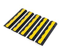 CREWORKS 5 Pack 2 Channel Cable Protector Ramps, Heavy Duty 5 T Capacity Wire Cord Cable Ramp Covers, 5 m Floor Cable Cover with Snap Lock Connection for Driveways Warehouses Parking Lots