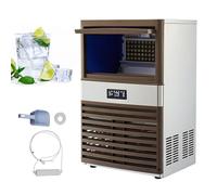 CREWORKS Commercial Ice Machine, Industrial Ice Maker Machine, Freestanding Stainless Steel Ice Cube Machine 55 pc Ice Cubes with Large Storage(88.45KG 195LB/24H)