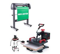 CREWORKS Heat Press and Vinyl Cutter Combo, 30x23 cm Heat Transfer Printer and 72 cm Vinyl Plotter with 5 in 1 Plate Cap Mug Press for Home Business DIY