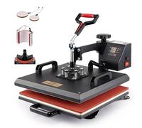 CREWORKS Heat Press Machine 38 X 38 cm 5 in 1 Multifunctional Heat Press 360 Degree Swivel Press Machine for T Shirt Mug Hat Cap Plate Transfer Printer (38 X 38 cm 5 in 1)