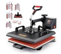 CREWORKS Heat Press Machine 38 X 38cm 8 in 1 Multifunctional Heat Press 360 Degree Swivel Heat Press Machine for T Shirt Mug Hat Cap Plate Transfer Printer (38 X 38 cm 8 in 1)