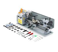 CREWORKS Metal Lathe, 18x35 cm Benchtop Metal Lathe with 3 Jaw Chuck and 2500rpm Max. Spindle Speed, 550W Metalworking Machine with LCD Display for Threading Turning Drilling