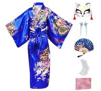 CRFASIBE 5PCS Girls Japanese Kimono Set, Yukata Costume Packed with GiftBox