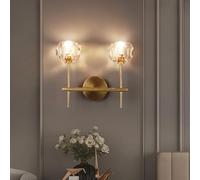 CRFASIBE Crystal Wall Lights, G9 Decorative Gold Crystal Wall Lamp, Modern Luxury Lighting Fixtures for Living Room, Bedroom, Hotel, Bedside (2 Light, ⌀9cm)