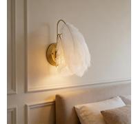 CRFASIBE Dreamy Feather Wall Light, White Feather Design, E27 Bulb Included, 3 Color Temperatures Lighting Fixtures for Bedroom Living Room Hallway