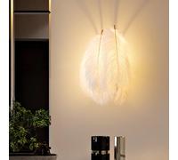 CRFASIBE Modern Feather Wall Light Indoor, Art Decor Lamp, White Dreamy Feather Wall Light for Bedroom, Children's Room, Living Room