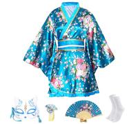 CRFASIBE Women's Short Kimono, 5-Pieces Traditional Japanese Yukata Set
