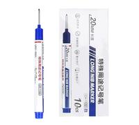 CRFFZ 10 Pcs Long Nose Marker Oil-Based Marker Pen 20mm Long Nibs Deeply Hole Pen Waterproof Carpenter Oil-based