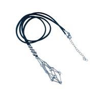 CRFFZ Crystal Stone Holder Necklace Adjustable Rope Mesh Pendant Necklaces Empty Cage Jewelry for Women Men Stone Holder Adjustable Chain Pocket Pendant Rope Unique Black Metal Pocket