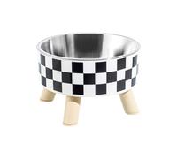 CRFFZ Pet Feeding Bowls with Elevated Insert, Checkered Print Stainless Steel for Meals & Easy Maintenance Elevated Dog Bowl
