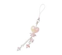 CRFFZ Shade Heart & Blossom Themed Strong Acrylic Mobile Strap with Keyring Elegant Swirled Flower Heart Charm for Phone Pairing Phone Jewelry