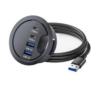 CRFFZ USB3.0 Dock Card Reader 3/4 Port USB Desk Splitter Station Memory Card Reader Station for Desktop Desk Desktop Organizers