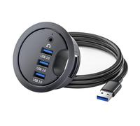 CRFFZ USB3.0 Dock Card Reader 3/4 Port USB Desk Splitter Station Memory Card Reader Station for Desktop Desk Desktop Organizers