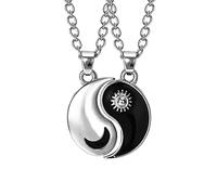 CRFFZ Yin and Yang Necklace Personalized for Sun Stitching Pendant Suitable for Couples Necklaces with Adjustable Chains Sun Necklace for Women Men