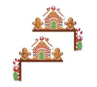 CRGANGZY 2 Pcs Gingerbread Man Christmas Door Corner Sign Decoration, Christmas Gingerbread Man Candy Door Toppers Decorations, Xmas Wooden Door Frame Decor for Xmas Party Favor Supplies Decor