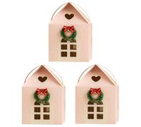 CRGANGZY 3PCS Pink Christmas Wonderland Cottage Gift Box, 3D Pop Up Christmas House Gift Boxes, House Interior Decorations and House Shaped Gift Boxes for Holiday Party Favors Cookie Candy Packaging