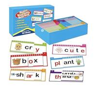 CRGANGZY 40 PCS Phonics Flash Cards, Alphabet Flash Cards with Phrases and Letters Learn to Read Books for Children Age 4, Word Family Build Book for Kids Homeschool Preschool Learning Activities