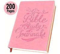 CRGANGZY 66-Page Bible Study Guide Journal for Women, Daily Devotional Notebook with Scripture Quotes, Leather Cover Bible Study Supplies for Beginners and Teen Girls-Pink
