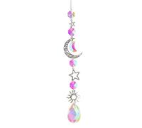 CRGANGZY Colorful Planet Suncatchers Crystal Wind Chimes Star Moon Metal Hanging Prisms Light Catcher Ornament for Window Curtain Pendant Home Garden Car Room Decor Gifts