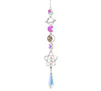 CRGANGZY Colorful Planet Suncatchers Crystal Wind Chimes Star Moon Metal Hanging Prisms Light Catcher Ornament for Window Curtain Pendant Home Garden Car Room Decor Gifts