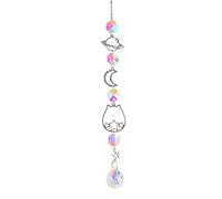 CRGANGZY Colorful Planet Suncatchers Crystal Wind Chimes Star Moon Metal Hanging Prisms Light Catcher Ornament for Window Curtain Pendant Home Garden Car Room Decor Gifts