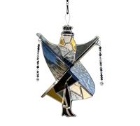 CRGANGZY Dancing King Pattern, Dancing Pattern Stained Glass Spinner, Memphis Melody Handmade Stained Glass Spinner for Garden Yard Porch Window Wall Door