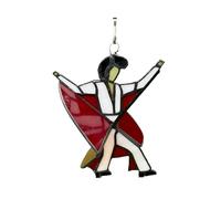 CRGANGZY Dancing King Pattern, Dancing Pattern Stained Glass Spinner, Memphis Melody Handmade Stained Glass Spinner for Garden Yard Porch Window Wall Door