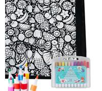 CRGANGZY DIY Coloring Blanket, Coloring Blanket for Your Own with 24-Colour Watercolour Pen Set, Creative Personalized Handmade Colorful Blanket for Family Activity Arts Crafts Bedroom Decor