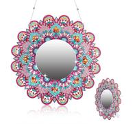 CRGANGZY DIY Diamond Art Kits Mirror Kits for Adults,Diamond Art Makeup Mirror Craft,Special Shaped Drill Embroidery Mirror Cross Stitch Kits by Numbers for Bathroom/Bedroom