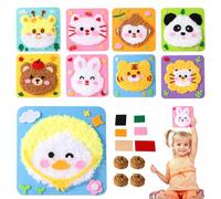 CRGANGZY DIY Embroidery Doll Set 2025 New Hot Cartoon Animal Sewing Craft Kit Punch Needle Kits for Beginners Kids,Poking and Painting Craft Ki Embroidery Doll Craft kit for Kids