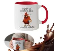 CRGANGZY Funny Novelty Mug, Here We Go Again I Mean Good Morning Coffee Mug, Sarcastic Coffee Cup for Mom Sister BFF Friends Coworkers, Chicken Fun Work Cup for Santa Presents
