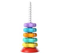 CRGANGZY Kids Stacking Toys, Rainbow Spinning Ring Stacker with Star Top, Sensory Stacking Tower for Baby Early Learning, Color & Shape Recognition Toy for 6-12 Months+