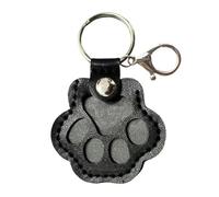 CRGANGZY Pet Hair Keepsake Keyring,Leather Paw-Shaped Memory Charm with Snap Closure, Dog & Cat Fur Storage Pendant, Memorial Gift for Pet Loss-Black