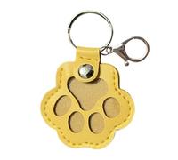 CRGANGZY Pet Hair Keepsake Keyring,Leather Paw-Shaped Memory Charm with Snap Closure, Dog & Cat Fur Storage Pendant, Memorial Gift for Pet Loss-Beige