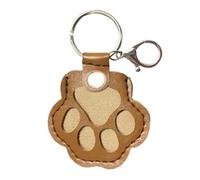 CRGANGZY Pet Hair Keepsake Keyring,Leather Paw-Shaped Memory Charm with Snap Closure, Dog & Cat Fur Storage Pendant, Memorial Gift for Pet Loss-Light Brown