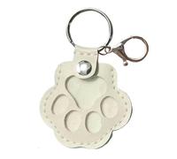 CRGANGZY Pet Hair Keepsake Keyring,Leather Paw-Shaped Memory Charm with Snap Closure, Dog & Cat Fur Storage Pendant, Memorial Gift for Pet Loss-White