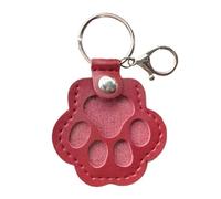 CRGANGZY Pet Hair Keepsake Keyring,Leather Paw-Shaped Memory Charm with Snap Closure, Dog & Cat Fur Storage Pendant, Memorial Gift for Pet Loss-Red