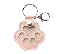 CRGANGZY Pet Hair Keepsake Keyring,Leather Paw-Shaped Memory Charm with Snap Closure, Dog & Cat Fur Storage Pendant, Memorial Gift for Pet Loss-Pink