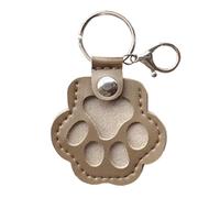 CRGANGZY Pet Hair Keepsake Keyring,Leather Paw-Shaped Memory Charm with Snap Closure, Dog & Cat Fur Storage Pendant, Memorial Gift for Pet Loss-Gray