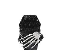CRGANGZY Punk Skull Shoulder Bag PU Leather Retro Gothic Coffin Purse Rivet Coffin Shape Bag for Women Halloween Cosplay (Black)